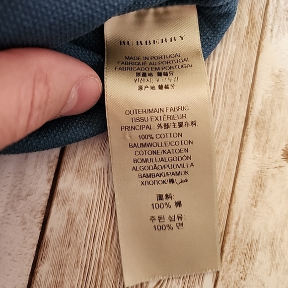 Authentic Burberry Brit Mens Shirt Blue Color Size Small XL Polo - Picture 9 of 10